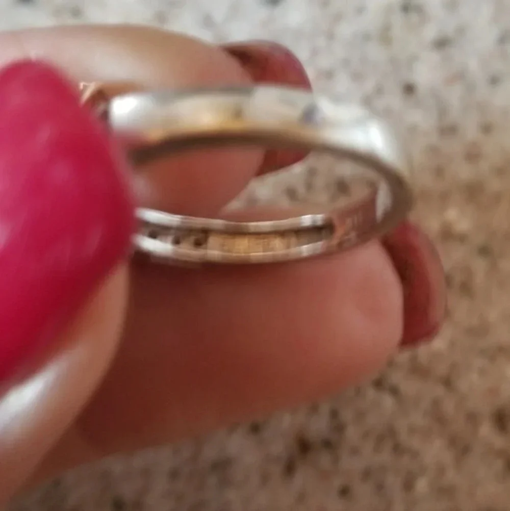 Vintage sterling and crystal‎ hearts  ring 7